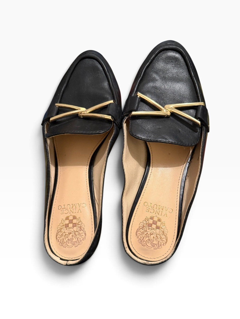 Vince Camuto Effortless Slides Loafer
Shoes Size 8.5 Black Leather Gold
Hardware